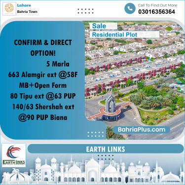 Residential Plot for Sale in Sector F - Alamgir Block -  Bahria Town, Lahore - (BP-166182)