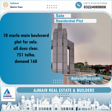 Residential Plot for Sale in Sector F - Talha Block -  Bahria Town, Lahore - (BP-166211)