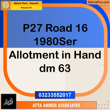 Residential Plot for Sale in Precinct 27 -  Bahria Town, Karachi - (BP-166228)
