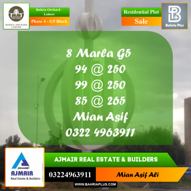 Residential Plot for Sale in Phase 4 - G5 Block -  Bahria Orchard, Lahore - (BP-166258)