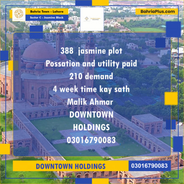 Residential Plot for Sale in Sector C - Jasmine Block -  Bahria Town, Lahore - (BP-166288)