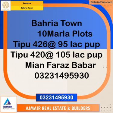 Residential Plot for Sale in Sector F - Tipu Sultan Block -  Bahria Town, Lahore - (BP-166318)