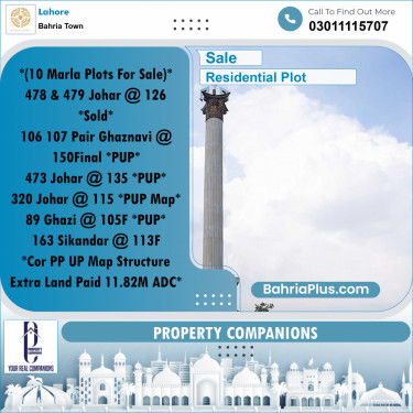 Residential Plot for Sale in Sector E - Johar Block -  Bahria Town, Lahore - (BP-166337)