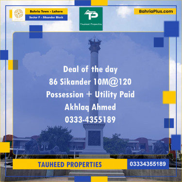 Residential Plot for Sale in Sector F - Sikander Block -  Bahria Town, Lahore - (BP-166381)