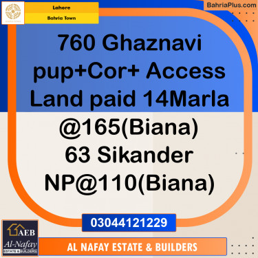Residential Plot for Sale in Sector F - Ghaznavi Block -  Bahria Town, Lahore - (BP-166468)