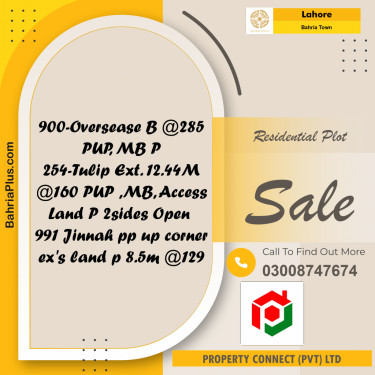 Residential Plot for Sale in Overseas B -  Bahria Town, Lahore - (BP-166474)