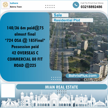 Residential Plot for Sale in Overseas A -  Bahria Town, Lahore - (BP-166539)