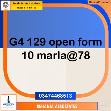 Residential Plot for Sale in Phase 4 - G4 Block -  Bahria Orchard, Lahore - (BP-166543)
