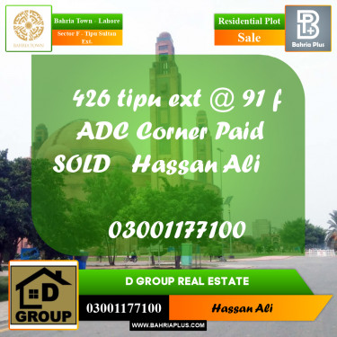 Residential Plot for Sale in Sector F - Tipu Sultan Ext. -  Bahria Town, Lahore - (BP-166554)