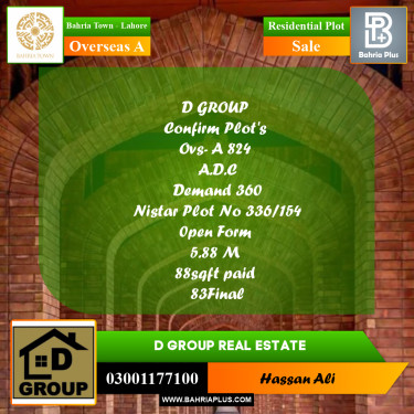 Residential Plot for Sale in Overseas A -  Bahria Town, Lahore - (BP-166557)