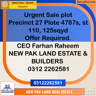 Residential Plot for Sale in Precinct 27 -  Bahria Town, Karachi - (BP-166564)