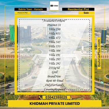 Residential Plot for Sale in Precinct 31 Plot -  Bahria Town, Karachi - (BP-166566)