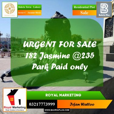 Residential Plot for Sale in Sector C - Jasmine Block -  Bahria Town, Lahore - (BP-166586)