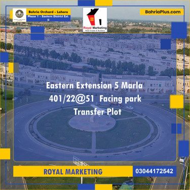 Residential Plot for Sale in Phase 1 - Eastern District Ext. II -  Bahria Orchard, Lahore - (BP-166612)