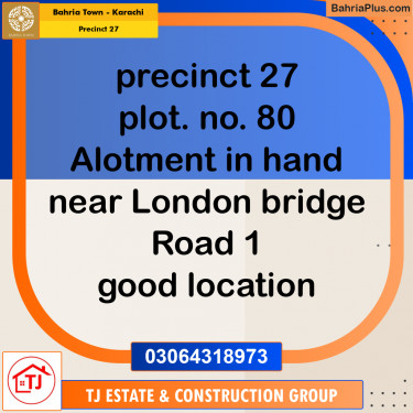Residential Plot for Sale in Precinct 27 -  Bahria Town, Karachi - (BP-166650)
