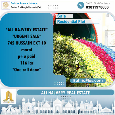 Residential Plot for Sale in Sector C - Nargis/Hussain Ext. -  Bahria Town, Lahore - (BP-166651)