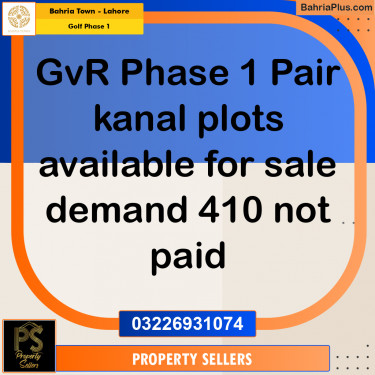 Residential Plot for Sale in Golf Phase 1 -  Bahria Town, Lahore - (BP-166683)