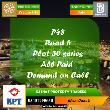 Residential Plot for Sale in Precinct 48 -  Bahria Town, Karachi - (BP-166701)
