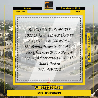 Residential Plot for Sale in Overseas B -  Bahria Town, Lahore - (BP-166764)