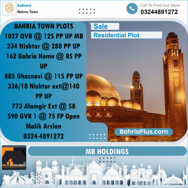 Residential Plot for Sale in Overseas B -  Bahria Town, Lahore - (BP-166784)