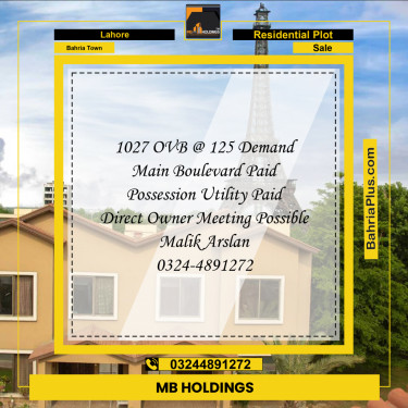 Residential Plot for Sale in Overseas B -  Bahria Town, Lahore - (BP-166786)