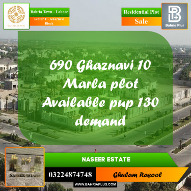 Residential Plot for Sale in Sector F - Ghaznavi Block -  Bahria Town, Lahore - (BP-166814)