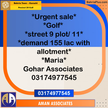 500 Sq. Yards Residential Plot for Sale in Precinct 20 Golf -  Bahria Town, Karachi - (BP-166825)