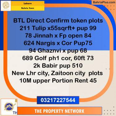 Residential Plot for Sale in Sector C - Tulip Ext. Block -  Bahria Town, Lahore - (BP-166830)