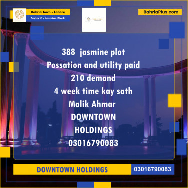 Residential Plot for Sale in Sector C - Jasmine Block -  Bahria Town, Lahore - (BP-166838)