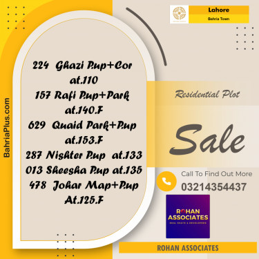Residential Plot for Sale in Sector F - Ghazi Block -  Bahria Town, Lahore - (BP-166840)