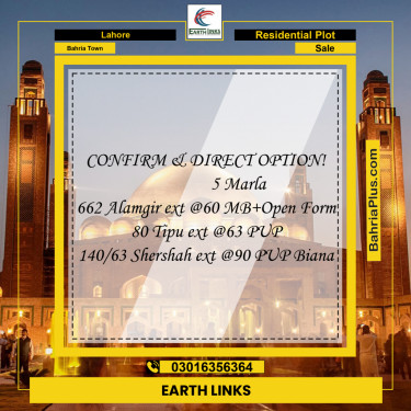 Residential Plot for Sale in Sector F - Alamgir Block -  Bahria Town, Lahore - (BP-166878)