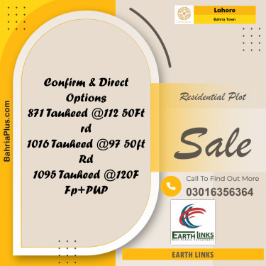 Residential Plot for Sale in Sector F - Tauheed Block -  Bahria Town, Lahore - (BP-166880)