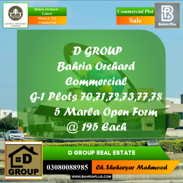 Commercial Plot for Sale in Phase 4 - G1 Commercial -  Bahria Orchard, Lahore - (BP-166900)