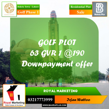 Residential Plot for Sale in Golf Phase 1 -  Bahria Town, Lahore - (BP-166911)