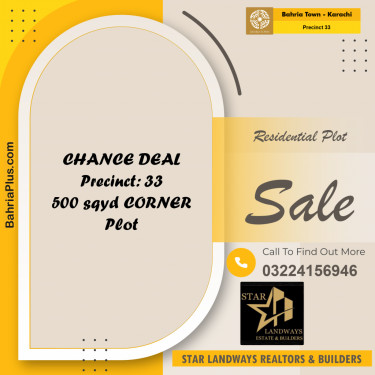 Residential Plot for Sale in Precinct 33 -  Bahria Town, Karachi - (BP-166939)