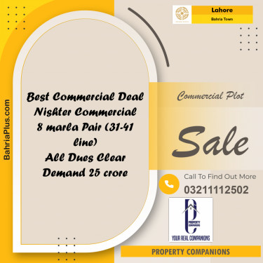 Commercial Plot for Sale in Sector E - Nishtar Commercial -  Bahria Town, Lahore - (BP-166951)