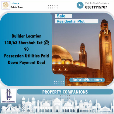 Residential Plot for Sale in Sector F - Shershah Block -  Bahria Town, Lahore - (BP-166980)