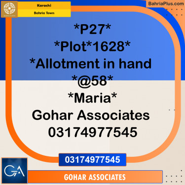 Residential Plot for Sale in Precinct 27 -  Bahria Town, Karachi - (BP-167013)