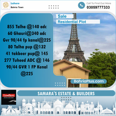 Residential Plot for Sale in Sector F - Talha Block -  Bahria Town, Lahore - (BP-167022)