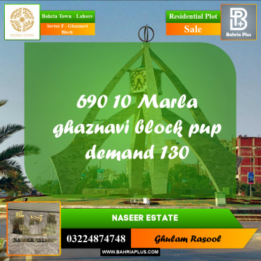Residential Plot for Sale in Sector F - Ghaznavi Block -  Bahria Town, Lahore - (BP-167032)