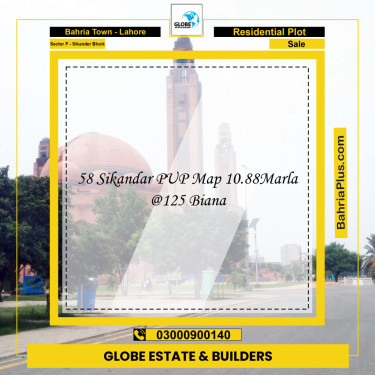 Residential Plot for Sale in Sector F - Sikander Block -  Bahria Town, Lahore - (BP-167109)