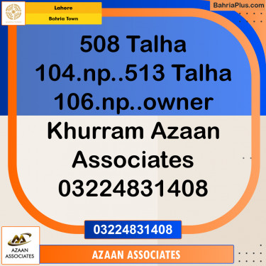 Residential Plot for Sale in Sector F - Talha Block -  Bahria Town, Lahore - (BP-167131)