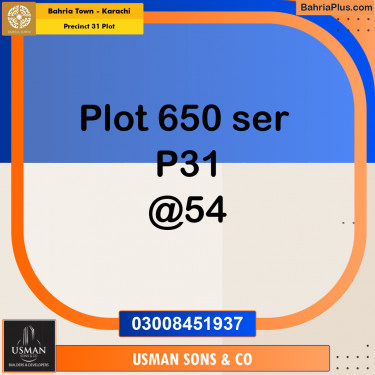 Residential Plot for Sale in Precinct 31 Plot -  Bahria Town, Karachi - (BP-167143)