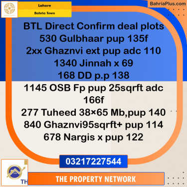 Residential Plot for Sale in Sector C - Gulbahar Block -  Bahria Town, Lahore - (BP-167148)