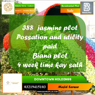 Residential Plot for Sale in Sector C - Jasmine Block -  Bahria Town, Lahore - (BP-167151)