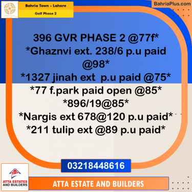 Residential Plot for Sale in Golf Phase 2 -  Bahria Town, Lahore - (BP-167233)