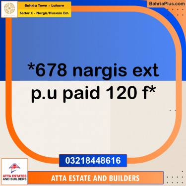 Residential Plot for Sale in Sector C - Nargis/Hussain Ext. -  Bahria Town, Lahore - (BP-167234)