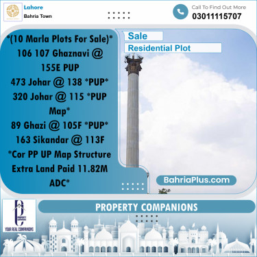 Residential Plot for Sale in Sector F - Ghaznavi Block -  Bahria Town, Lahore - (BP-167245)