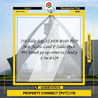 Residential Plot for Sale in Sector C - Tulip Ext. Block -  Bahria Town, Lahore - (BP-167297)
