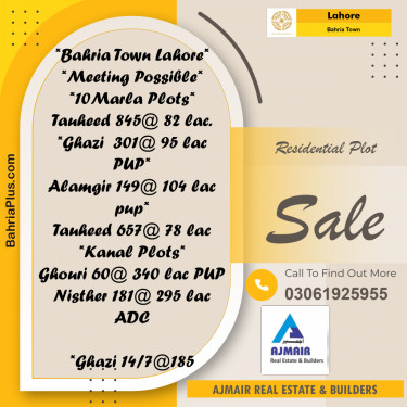 Residential Plot for Sale in Bahria Town, Lahore - (BP-167311)